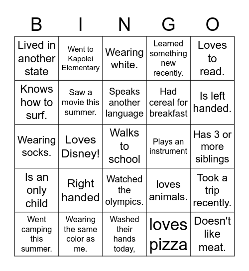 Advisory Bingo Card