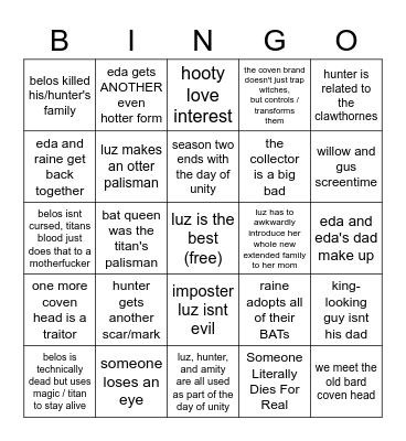 owl house bingo Card