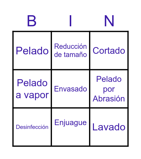 Procesos Mínimos Bingo Card