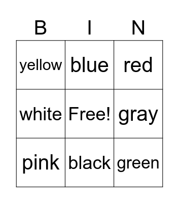 Color Bingo Card