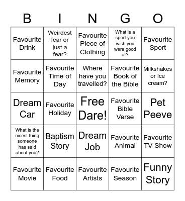 Encouragement Date! Bingo Card