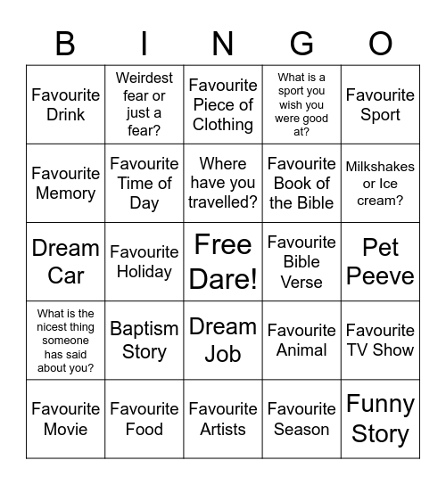 Encouragement Date! Bingo Card