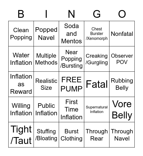 Big Belly Bingo Card