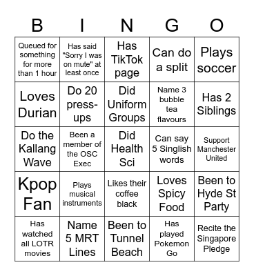 OSC Bingo ! Bingo Card
