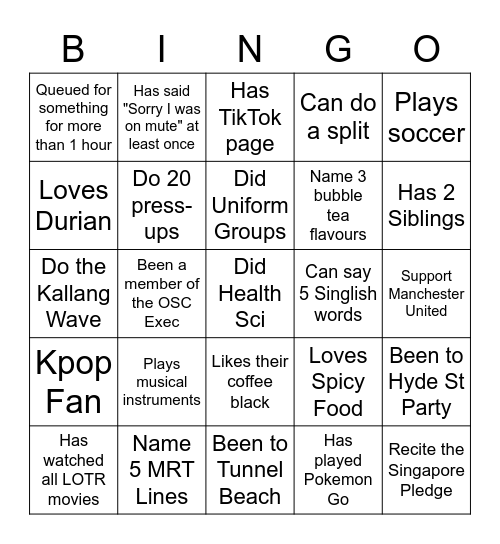 OSC Bingo ! Bingo Card
