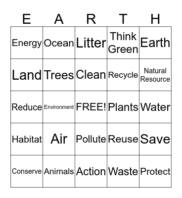 Earth Day Bingo!  Bingo Card