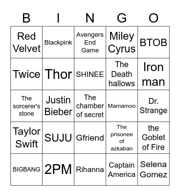 Irene Bingo Card