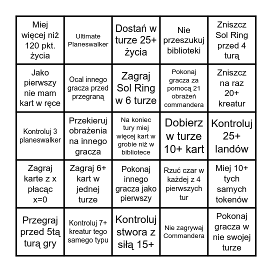 EDH Bingo Card