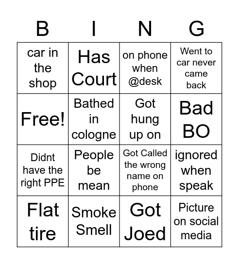 Recruiter Bingo Card