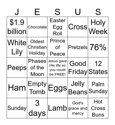 Easter Bingo Card