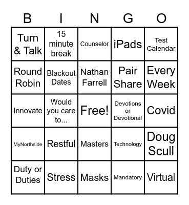 Welcome Back Bingo! Bingo Card