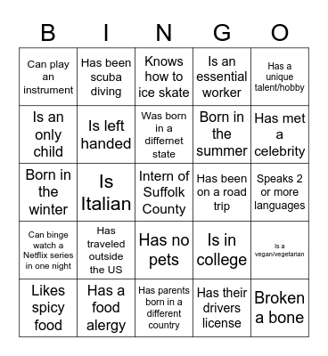 Suffolk County Legislature Bingo Card