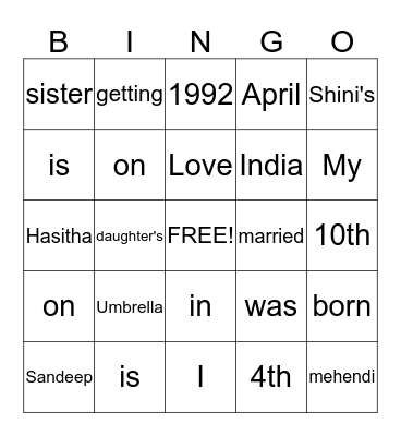 Untitled Bingo Card