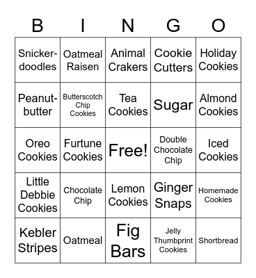 Cookie Bingo Card