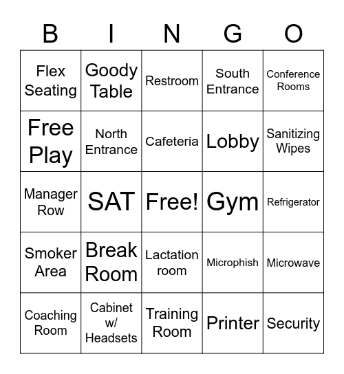 CMG Tour Bingo Card