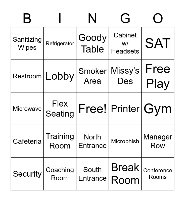 CMG Tour Bingo Card