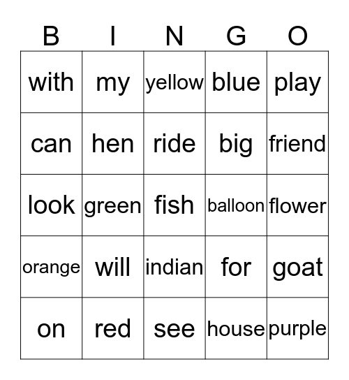 1~5 Bingo Card