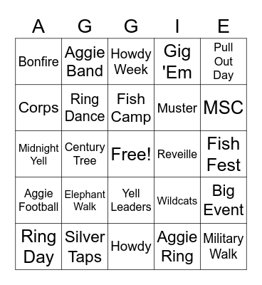 Traditions Bingo Card