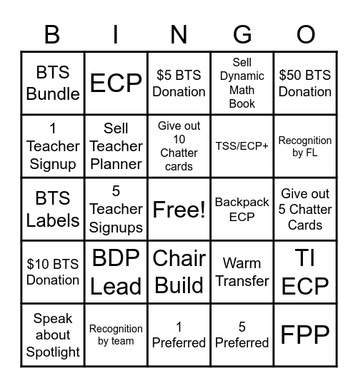 We Care Bingo Card