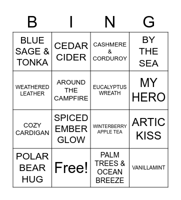 SCENTSY Bingo Card