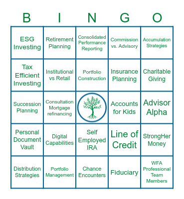 OUR SERVICES Bingo Card