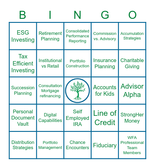 OUR SERVICES Bingo Card