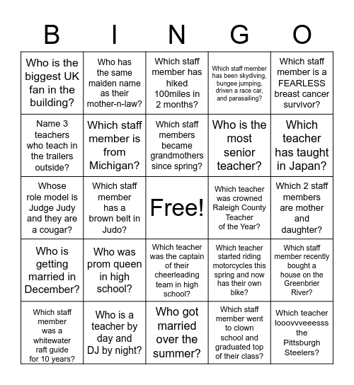GET TO KNOW YOUR COLLEAGUES Bingo Card