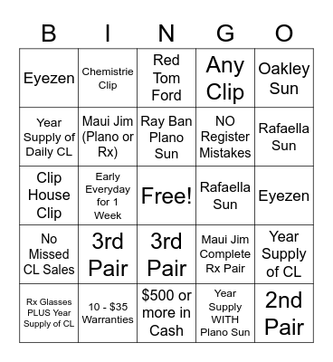 Optician Bingo! Bingo Card