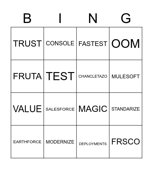 Evangelines Bingo Card