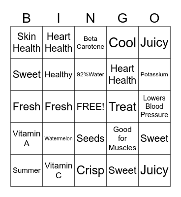Watermelon Picnic Bingo Card