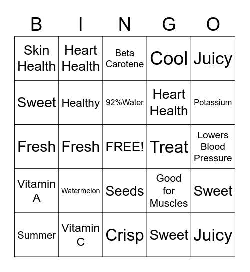 Watermelon Picnic Bingo Card