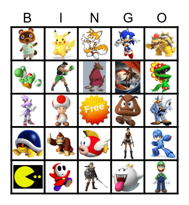Video Game Characters.. Remember to contact the BINGO BASE as soon as you BINGO either Vertically, Horizontally, or Diagonally. GOOD LUCK!!!!! Bingo Card