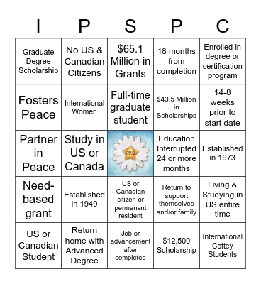 IPS & PCE Bingo Card