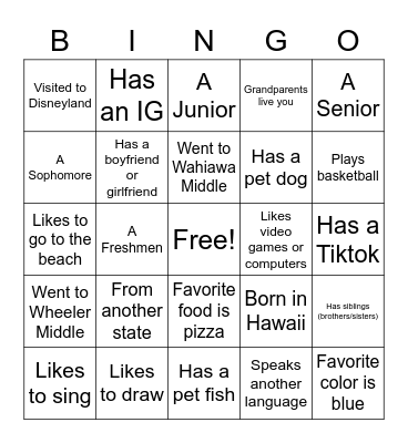 Ice Breaker Bingo Card