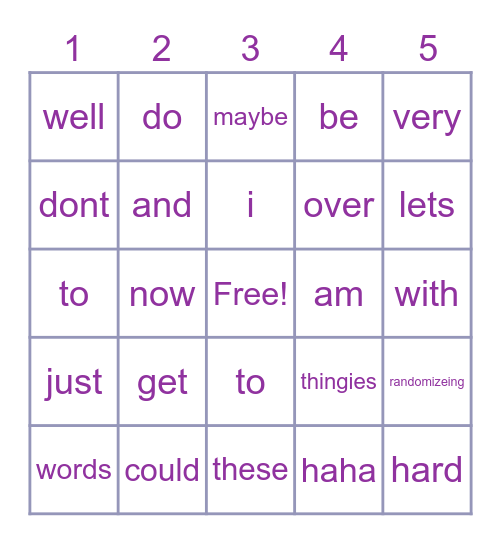 Bingo! Bingo Card