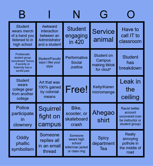 Fall 2021 Bingo Card
