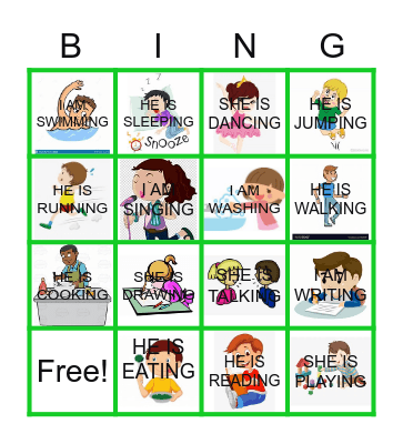 PRESENT CONTINUOUS Bingo Card