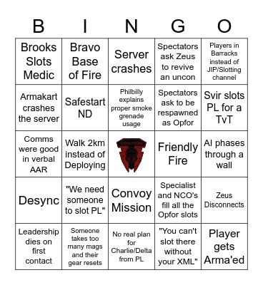 Coalition Arma Bingo Card