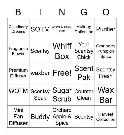 "Scent" GO! Bingo Card