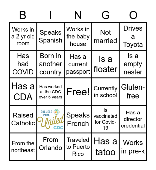 CDC Bingo Card