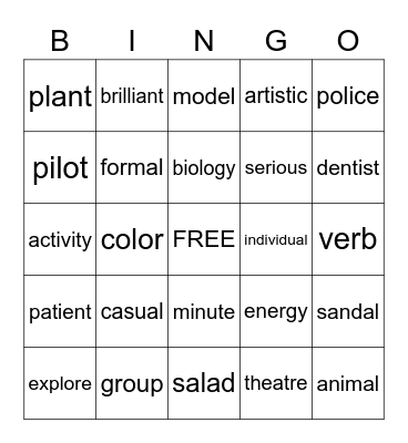 Los Cognados Bingo Card