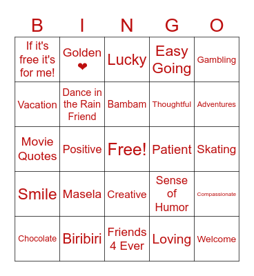 ISELA 4 EVER Bingo Card