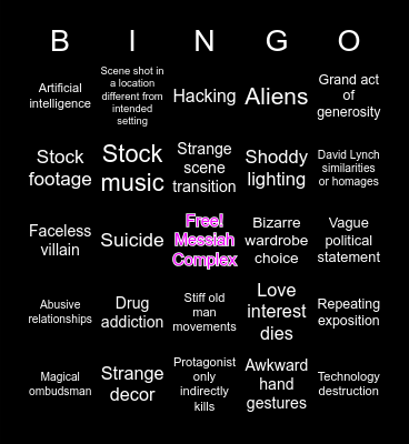 Neil Breen movie bingo Card