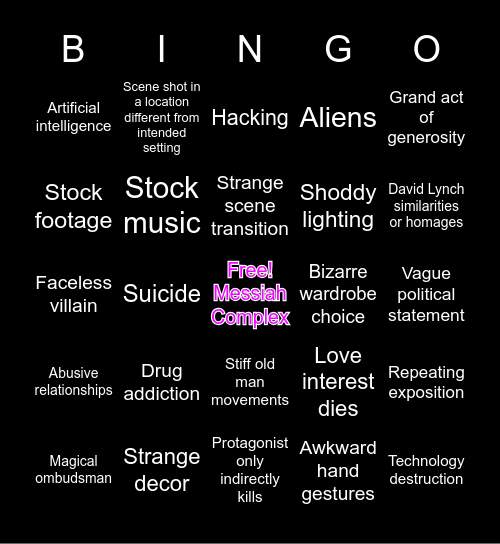 Neil Breen movie bingo Card