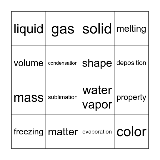 Matter Bingo Card