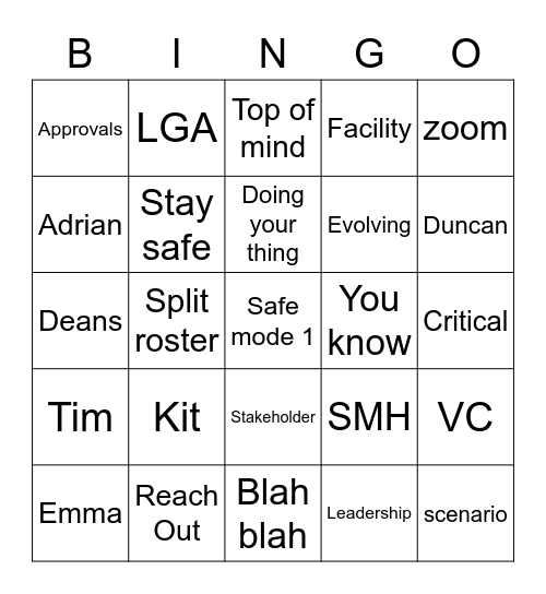 CRF Bingo Card