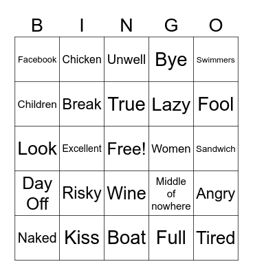 ORS Bogan Bingo Card