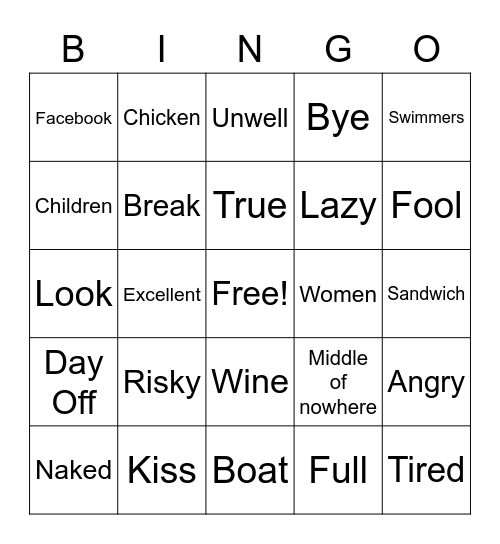 ORS Bogan Bingo Card