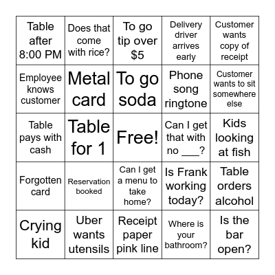 Yen Ching Bingo! Bingo Card