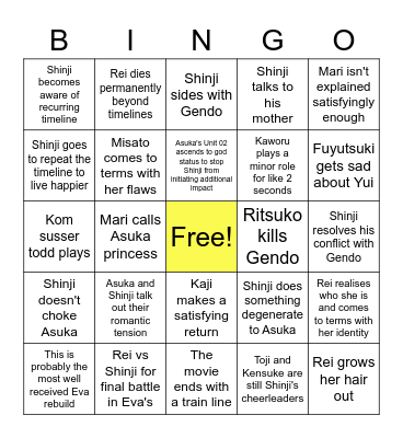 End of Gelion 2 Bingo Card